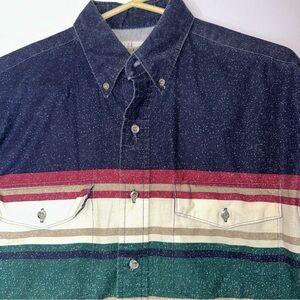Express Rider Dark Gray Shirt multi striped men’s medium made in USA